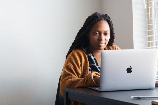 Young woman on computer